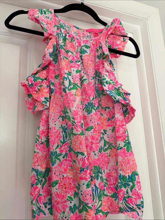 Lilly Pulitzer Tops - Vintage Lilly Pulitzer Pink Floral Ruffle Top